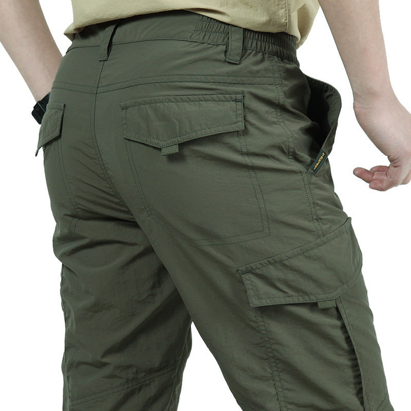 Cargo Trousers - Men's Tactical Elastic Waist Straight Leg-Men Pants-Chaps London-Army Green-M-Chaps London