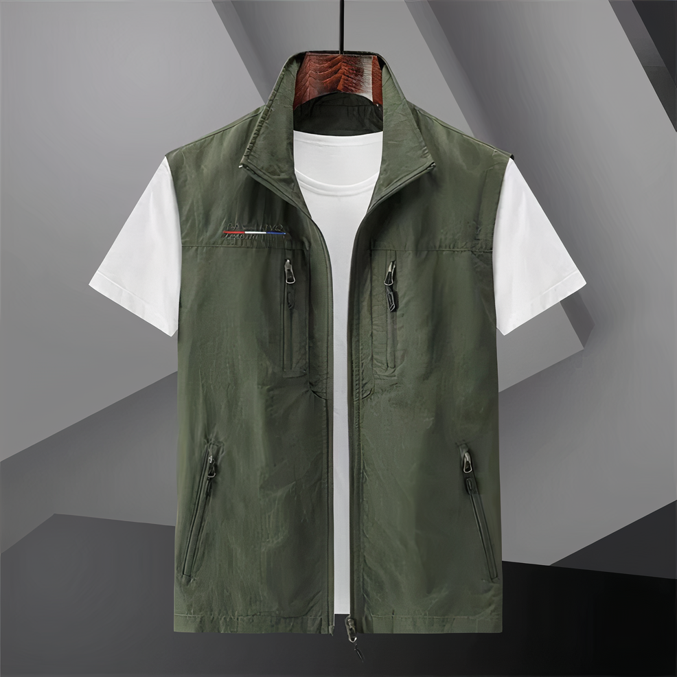 Cargo Vest | Lightweight | Sleeveless | Outdoor Vest | Men's Vest-Jassen_M-Chaps London-Green-M-Chaps London