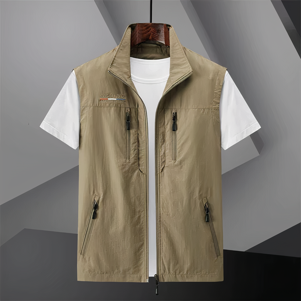 Cargo Vest | Lightweight | Sleeveless | Outdoor Vest | Men's Vest-Jassen_M-Chaps London-Khaki-M-Chaps London