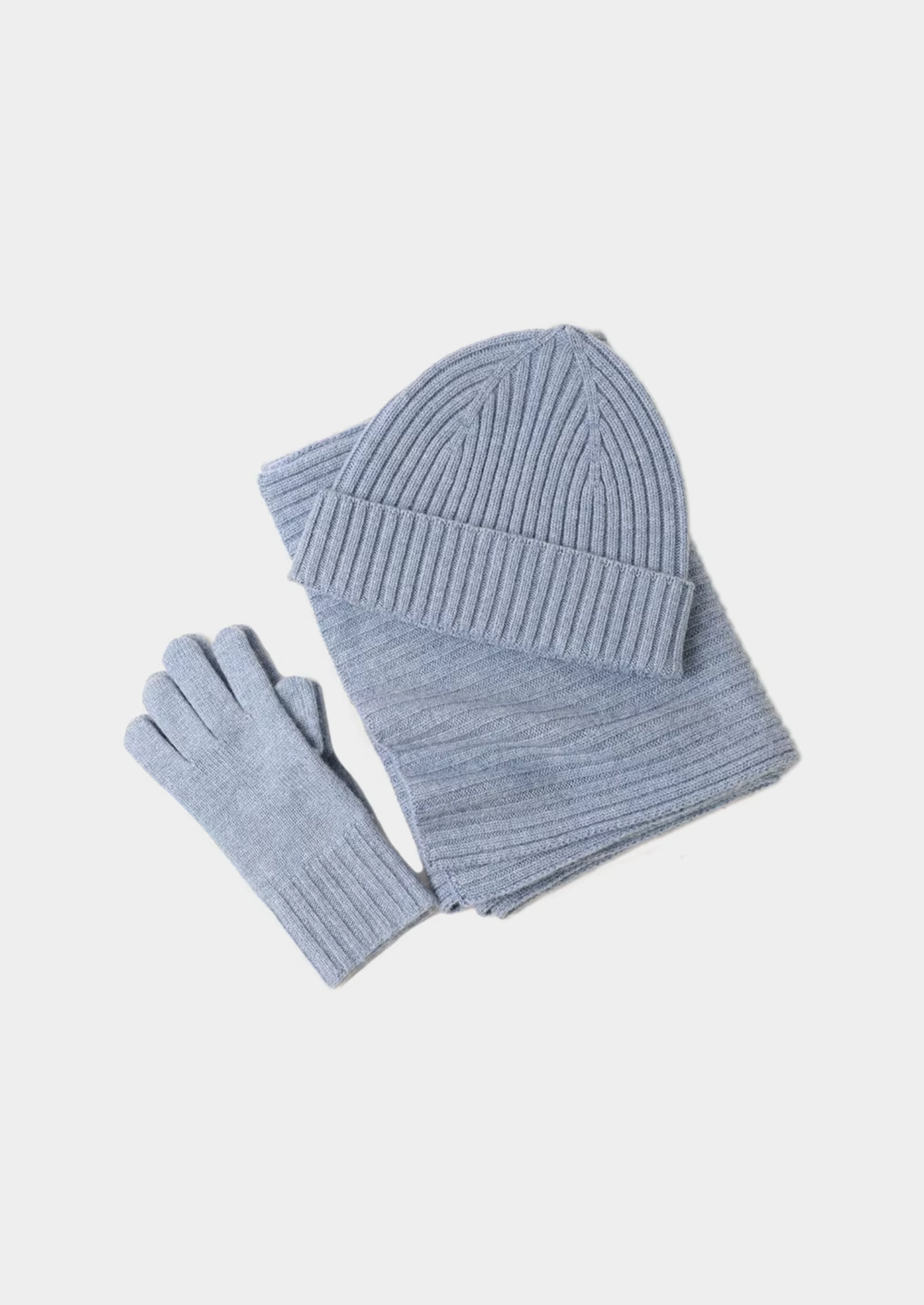 Cashmere Set - Men's Scarf Hat and Gloves-Winter Accessory Set-Chaps London-Light Blue-Chaps London