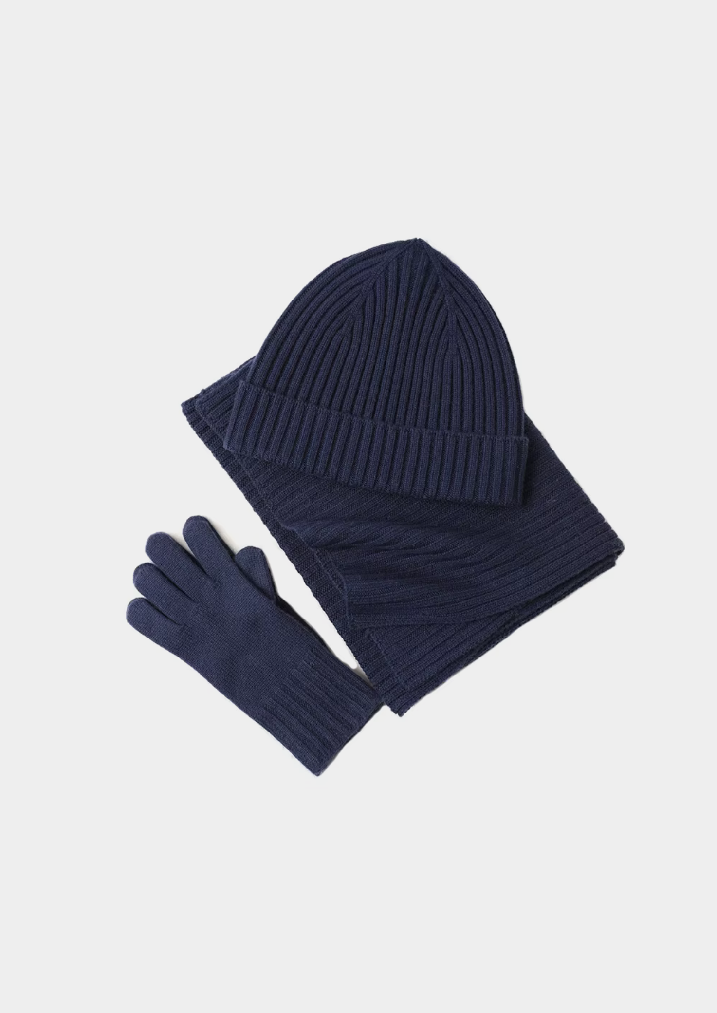 Cashmere Set - Men's Scarf Hat and Gloves-Winter Accessory Set-Chaps London-Navy-Chaps London