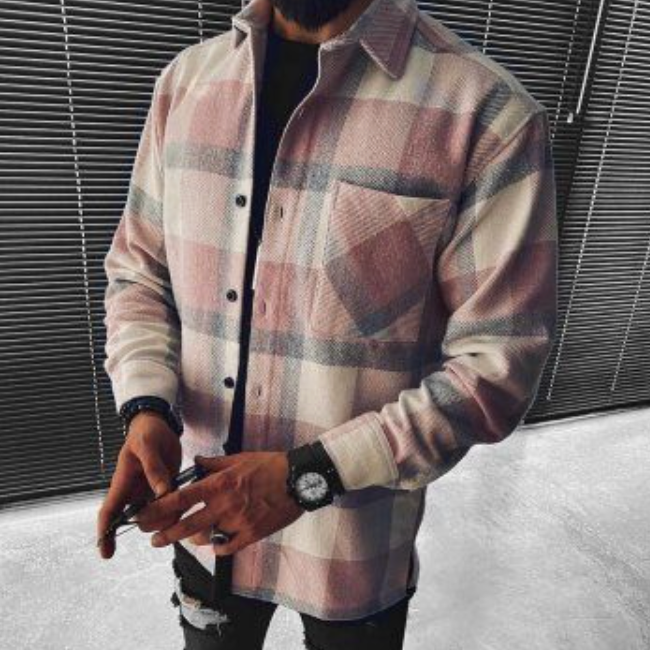 Checkered Shirt - Buttoned - Chest Pocket - Overshirt - Men's Shirt Jacket-T-shirts-Chaps London-Red-XS-Chaps London