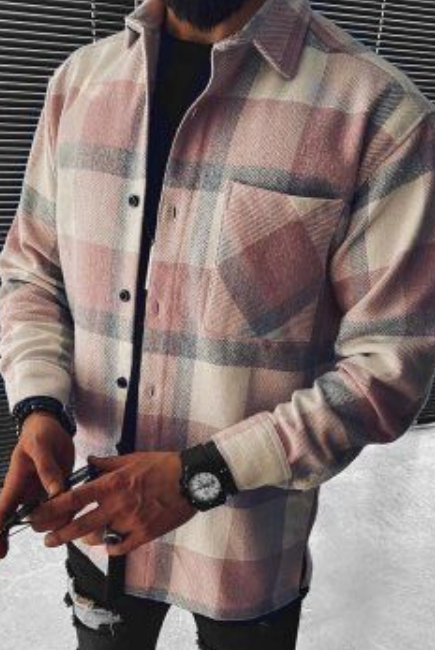 Checkered Shirt - Buttoned - Chest Pocket - Overshirt - Men's Shirt Jacket-T-shirts-Chaps of London-Red-XS-Chaps of London