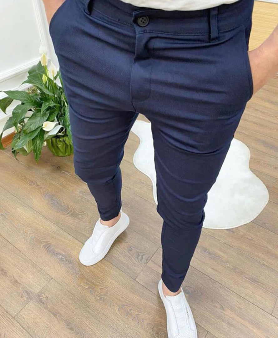 Chino Pants - Slim Fit - Stretch - Skinny Chinos - Men's Trousers-Chaps London-Blue-S-Chaps London