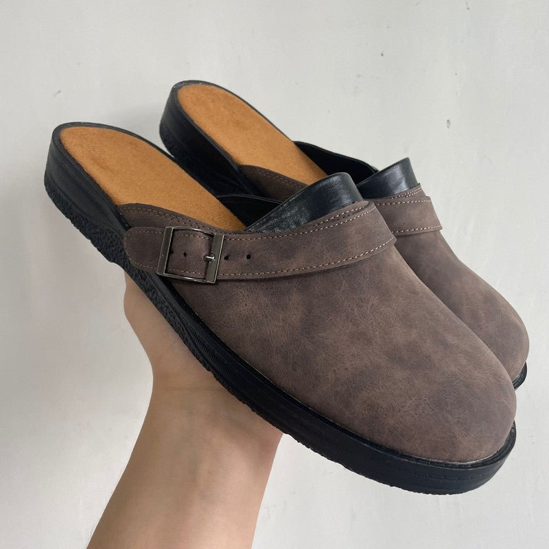 Clogs - Men's Retro Slip-On Mule Shoes Clogs-Chaps London-Dark Brown-38-Chaps London