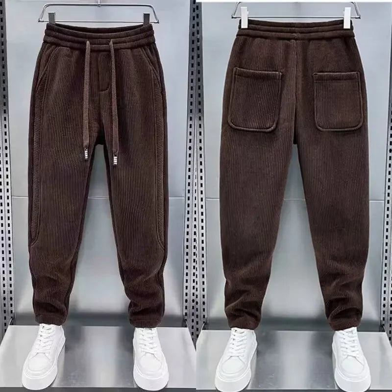 Corduroy Pants - Men's Elastic Waist Loose Fit Baggy Cord Pants-Men's Corduroy Trousers-Chaps London-Chaps London