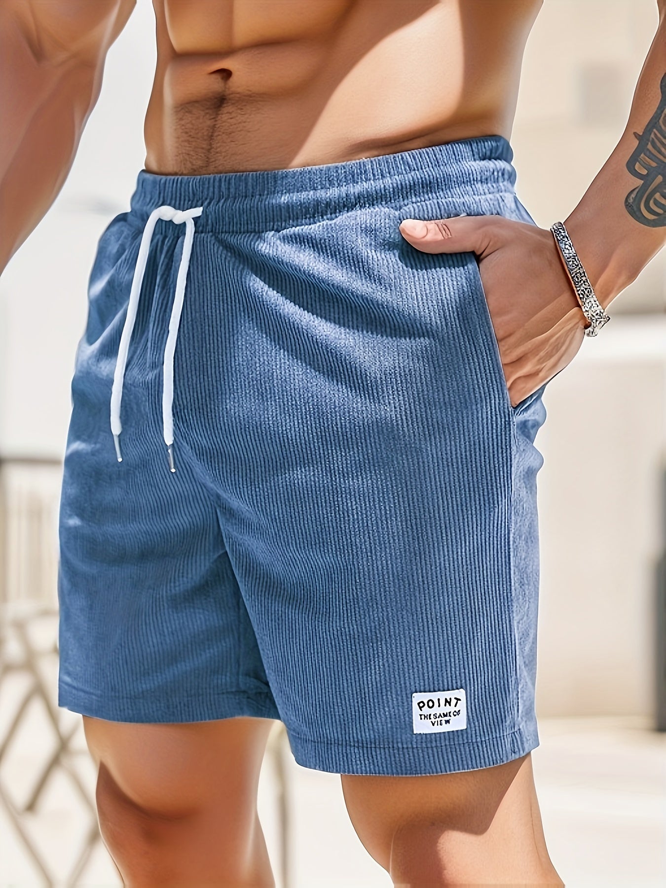 Corduroy Shorts - Drawstring - Elastic Waist - Summer Shorts - Men's Shorts-Chaps London-Peacock Blue-S-Chaps London