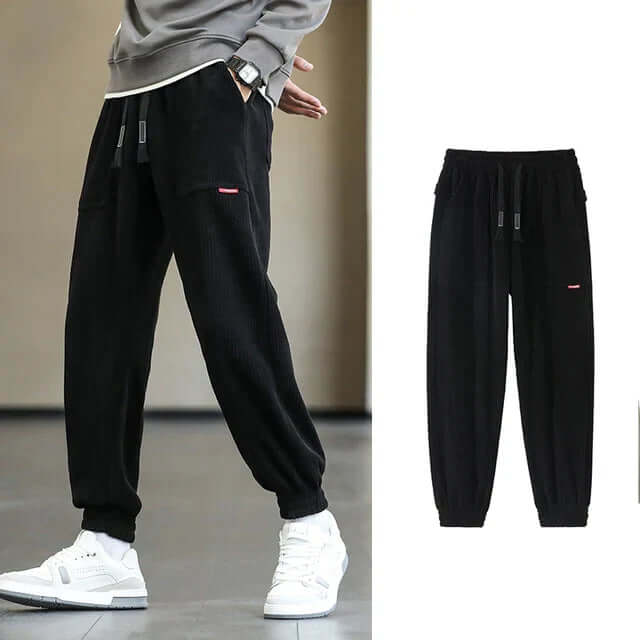 Corduroy Sweatpants | Loose Fit | Drawstring | Joggers | Men's Pants-Chaps London-Chaps London