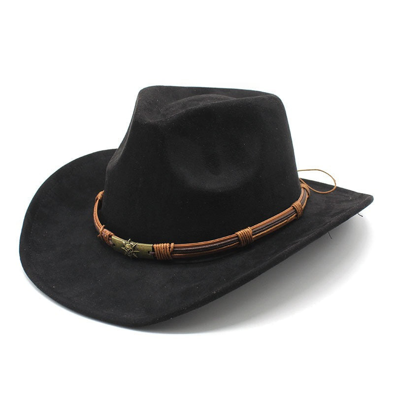 Cowboy Hat - Men's Suede Look Wide Brim-Hat-Chaps London-Black-Chaps London