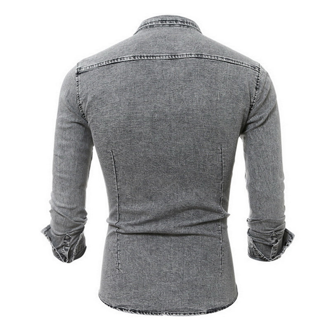 Denim Shirt - Men's Slim Fit Long Sleeve-Shirts-Chaps London-Chaps London