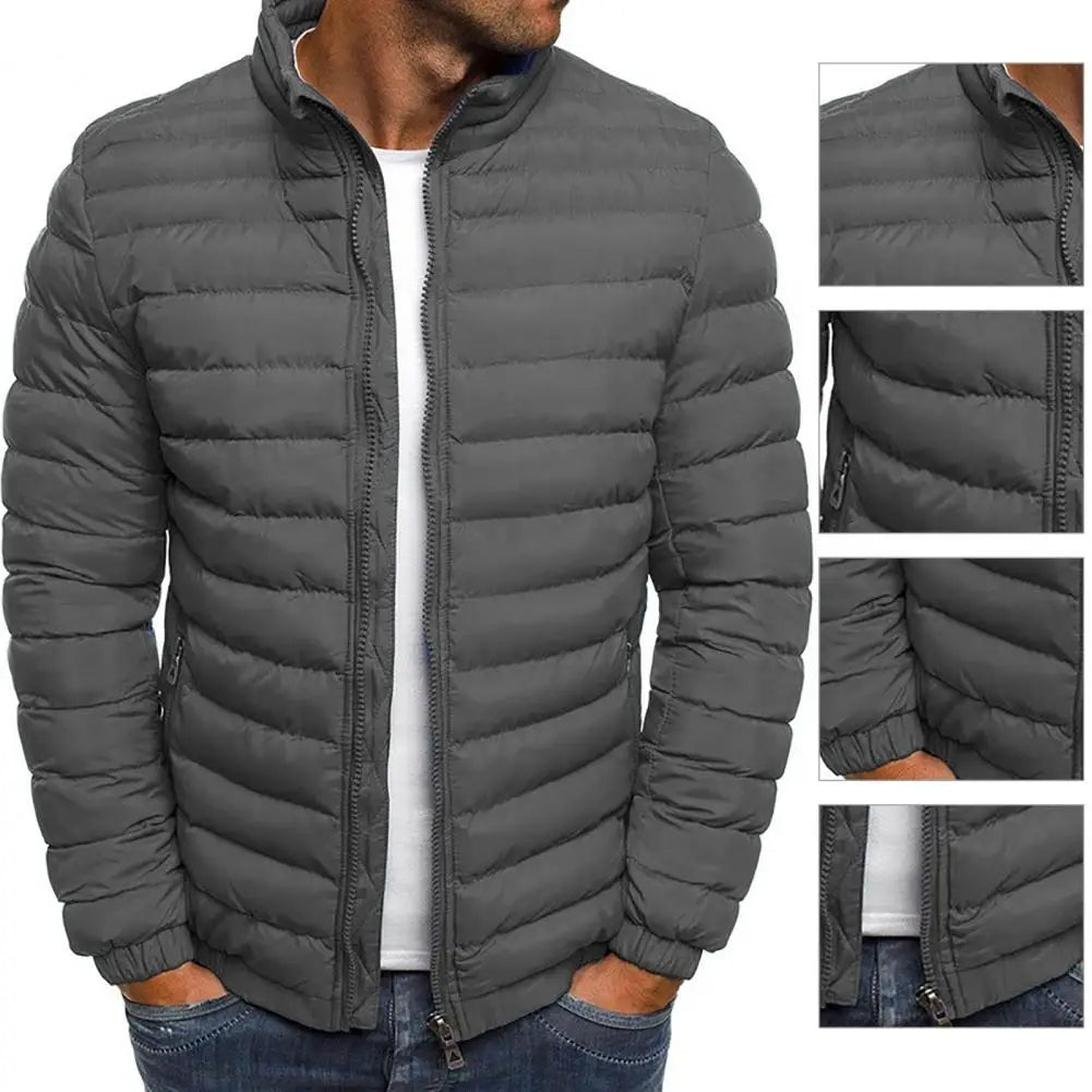Down Jacket - Lightweight - Zip Up - Autumn Jacket - Men's Jackets-Puffer Jackets-Chaps London-Gray-S-Chaps London