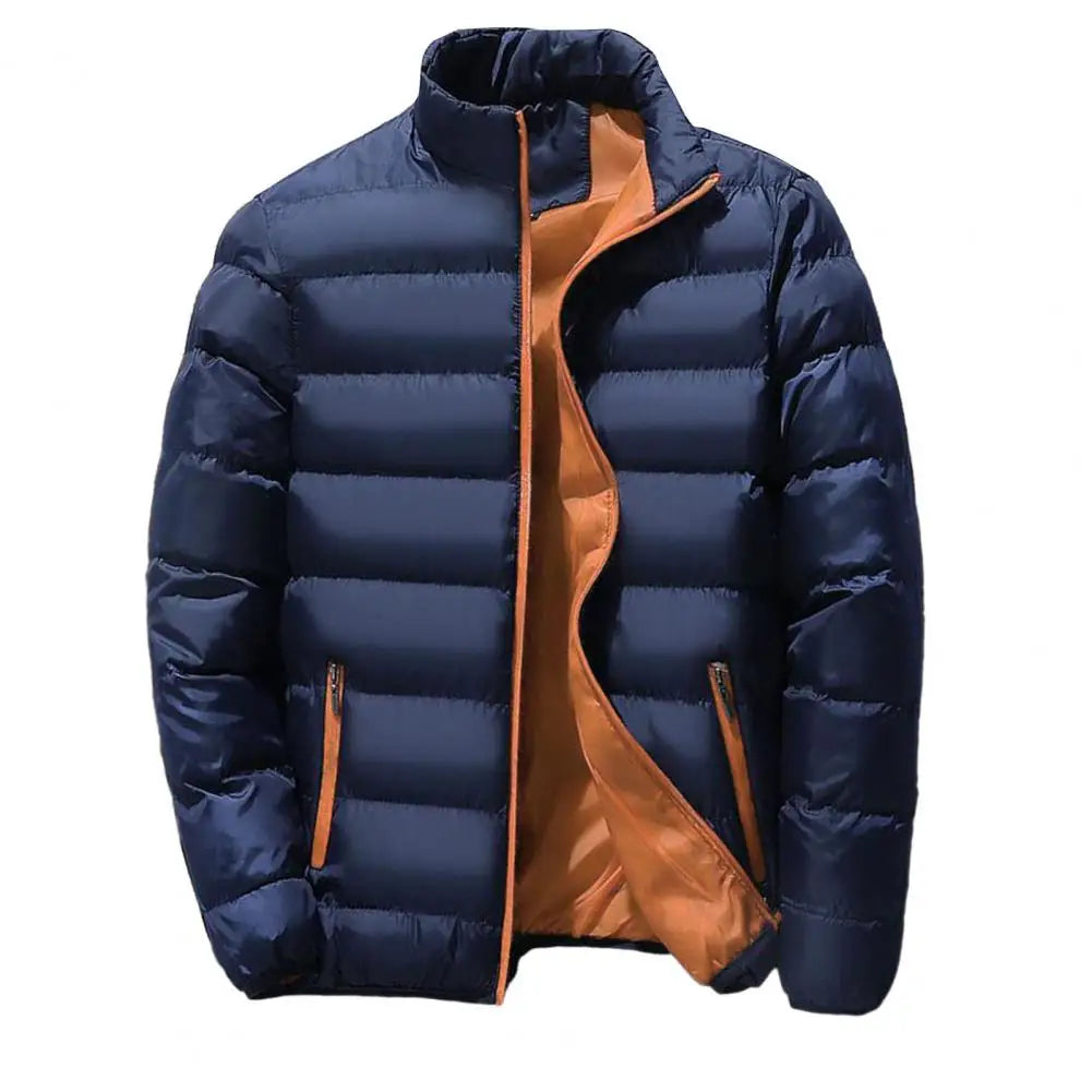 Down Jacket - Standing Collar - Zip-Up - Puffer Jacket - Men's Winter Jacket-Chaps London-Navy Blue-M-Chaps London