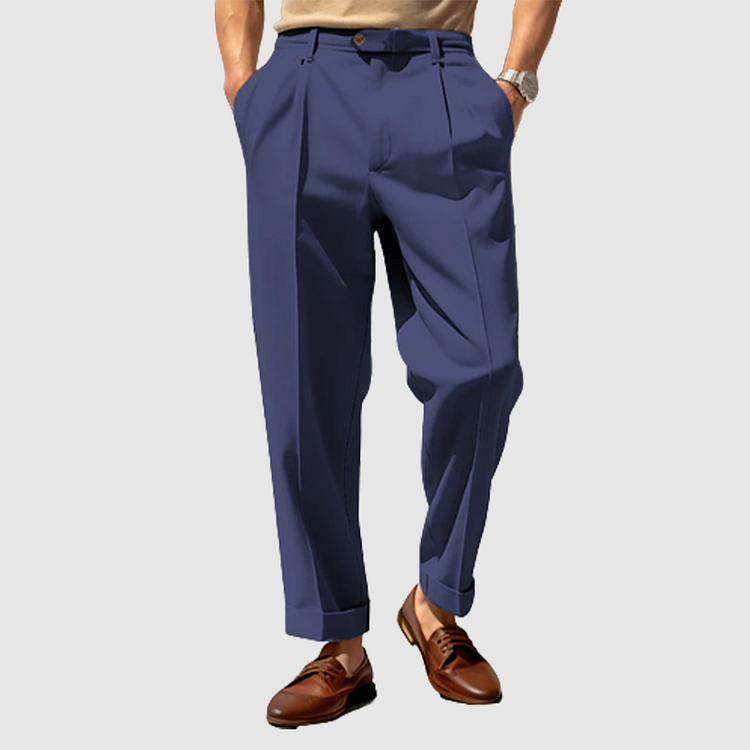 Dress Pants - Men's Straight Leg Pleated Business Casual Slack Pants -Chaps London-Chaps London