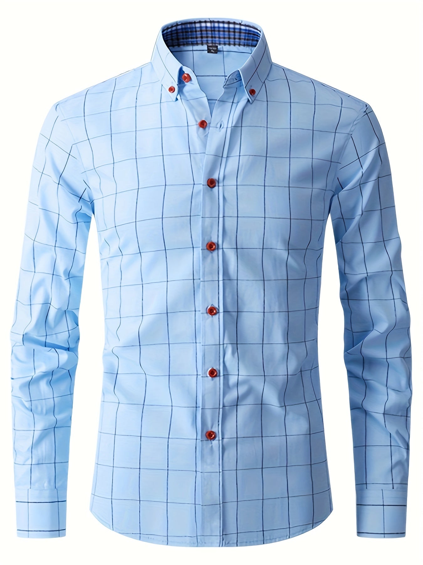 Dress Shirt | Long Sleeve | Slim Fit | Oxford Shirt | Men's Button-Up Shirt-Men Shirts-Chaps London-Light Blue-M-Chaps London
