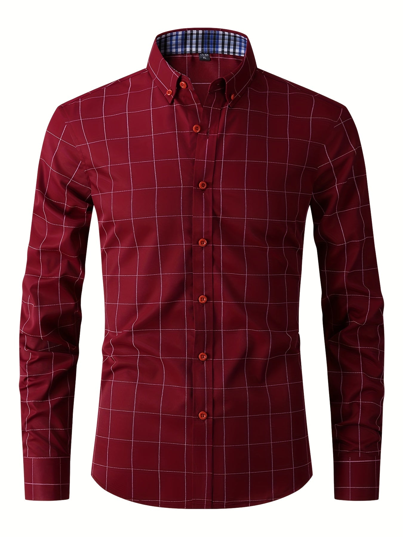 Dress Shirt | Long Sleeve | Slim Fit | Oxford Shirt | Men's Button-Up Shirt-Men Shirts-Chaps London-Red-M-Chaps London