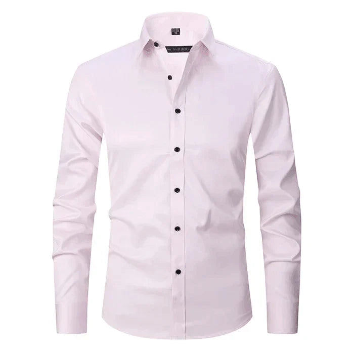 Dress Shirt - Long Sleeve - Stretchy - Non Iron Shirt - Men's Shirt-Chaps London-Pink-S-Chaps London