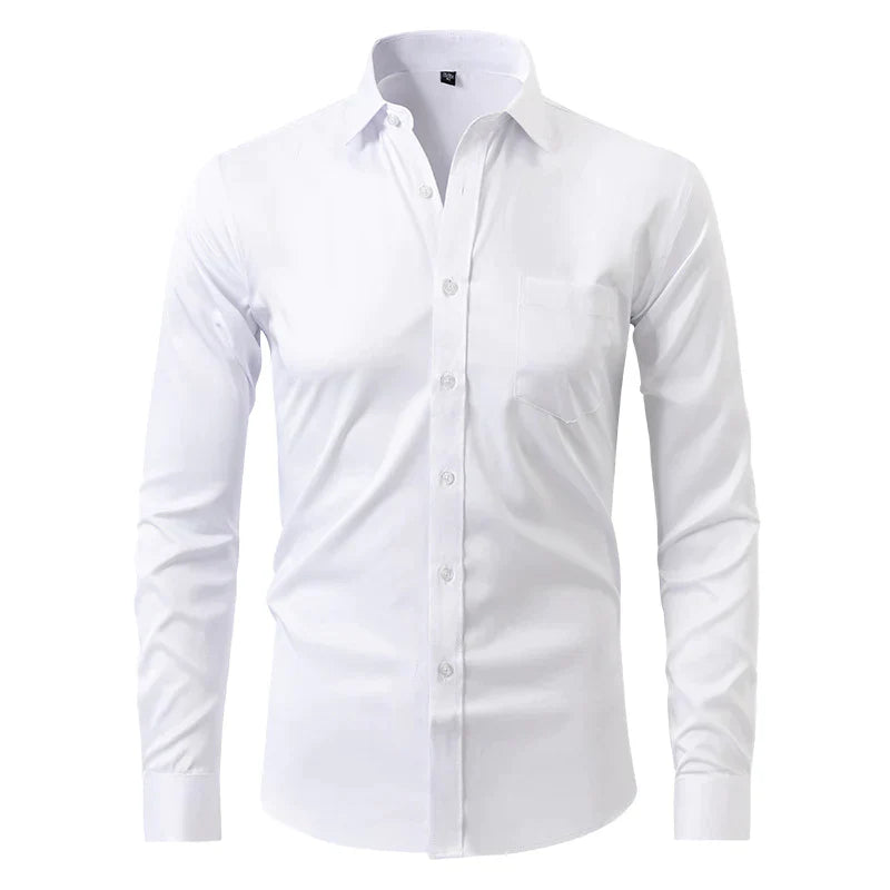 Dress Shirt - Long Sleeve - Stretchy - Non Iron Shirt - Men's Shirt-Chaps London-White-S-Chaps London