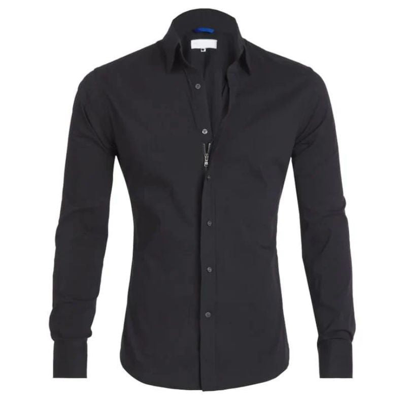 Dress Shirt - Men's Non Iron Button Up Shirt-Dress Shirts-Chaps London-Black-S-Chaps London