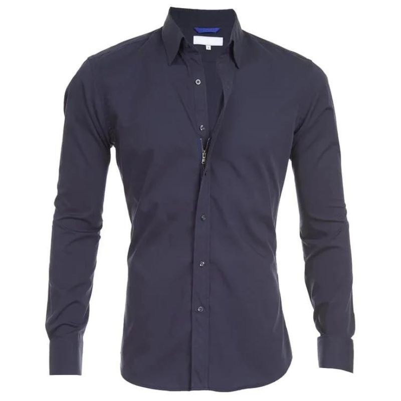 Dress Shirt - Men's Non Iron Button Up Shirt-Dress Shirts-Chaps London-Navy blue-S-Chaps London