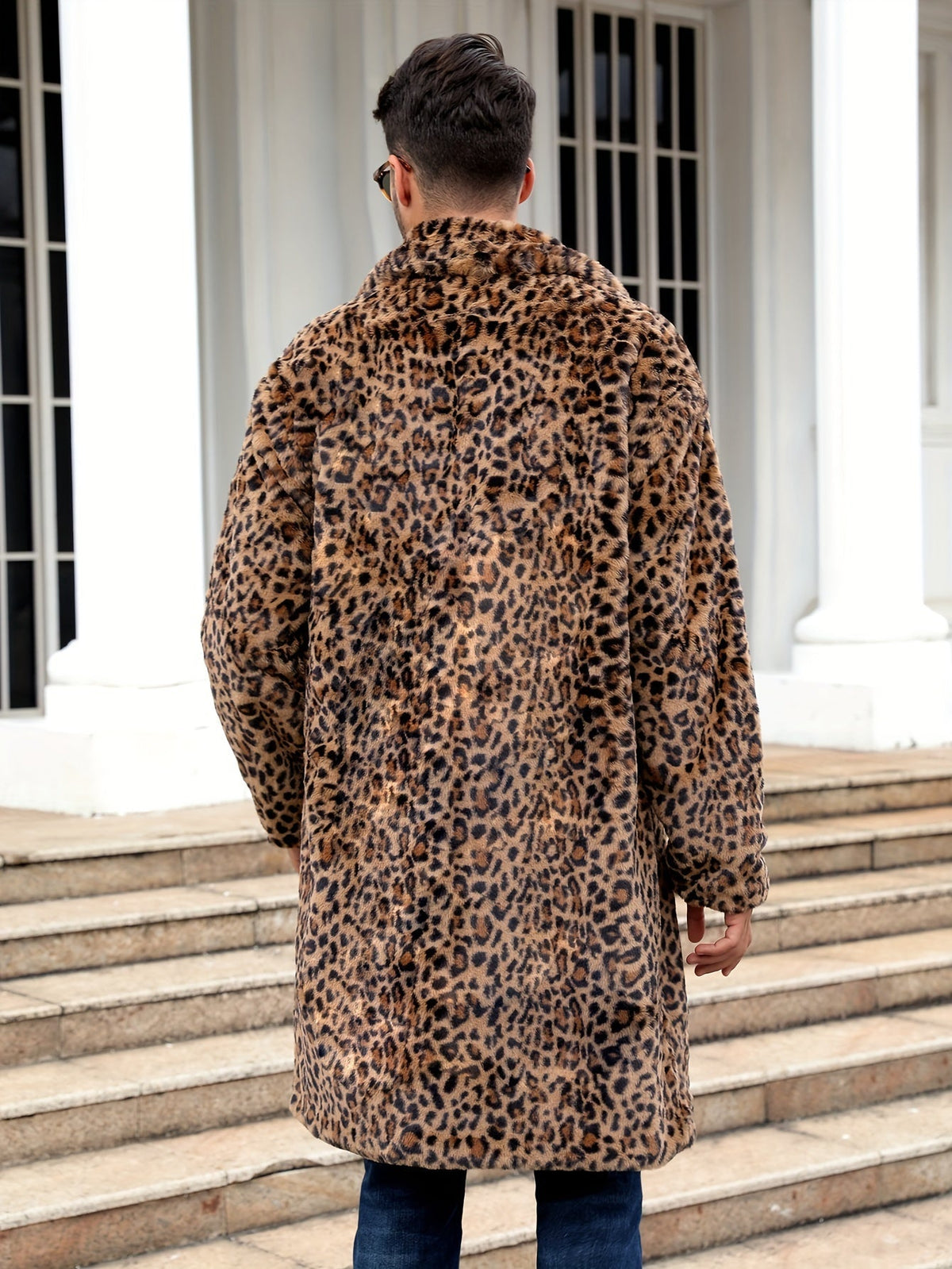 Faux Fur Coat - Men's Fluffy Mid Length Fake Fur Winter Coat-Coats & Jackets-Chaps London-Chaps London