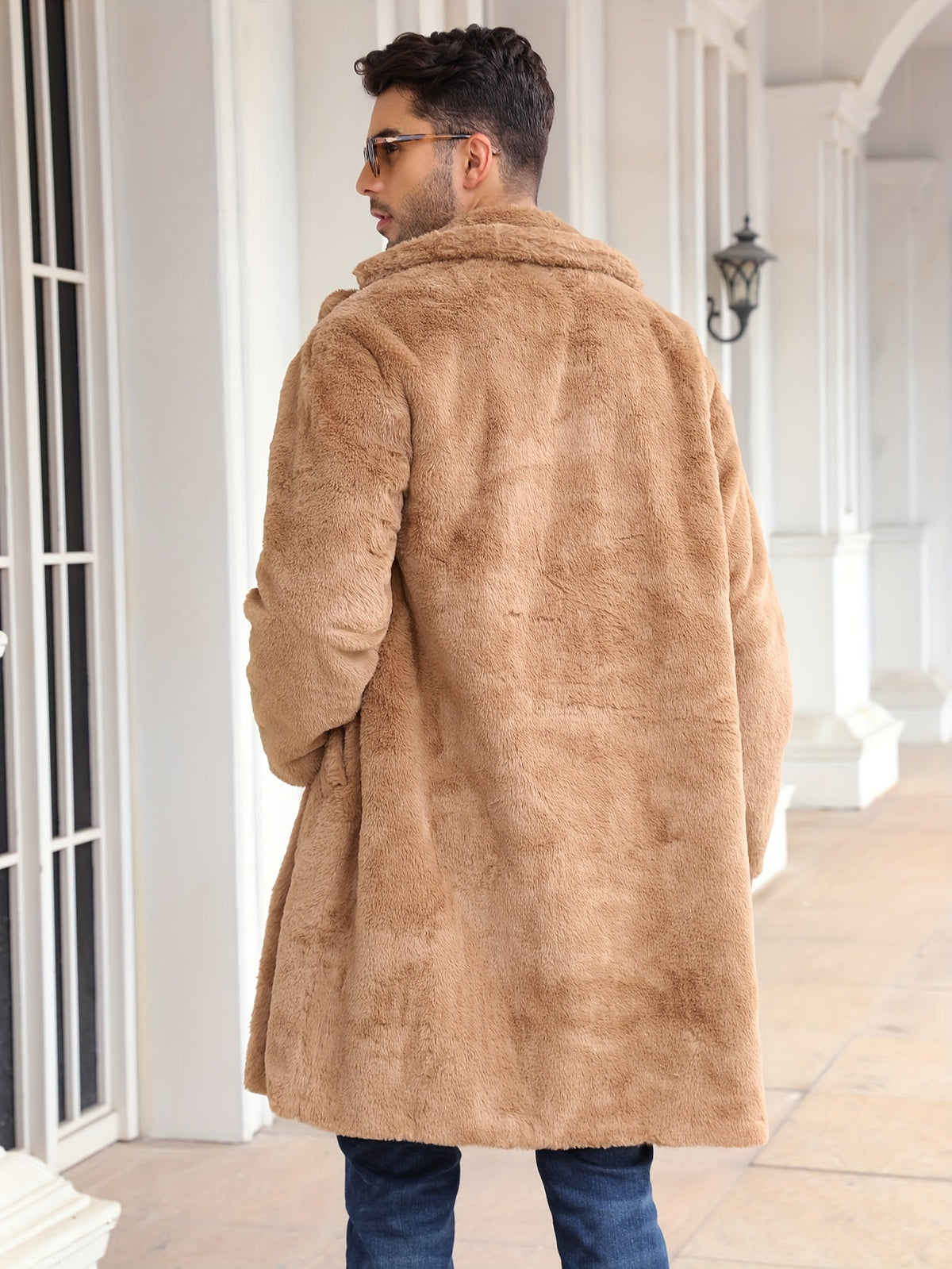 Faux Fur Coat - Men's Fluffy Mid Length Fake Fur Winter Coat-Coats & Jackets-Chaps London-Chaps London