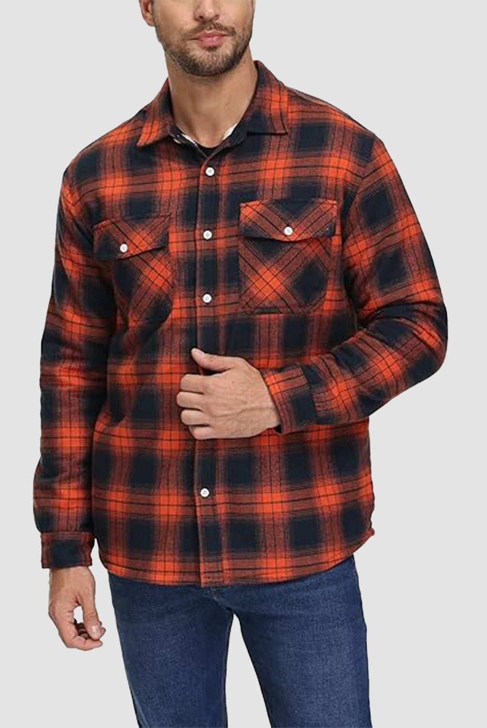 Flannel Jacket - Men's Fleece Lined Plaid Overshirt Jacket for Winter-Chaps London-Chaps London