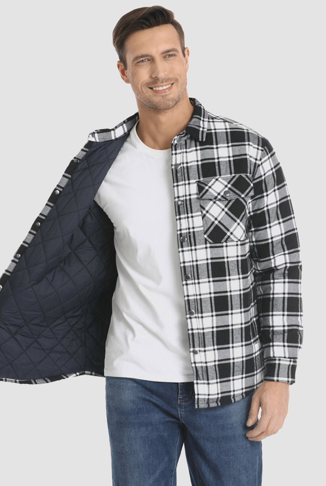 Flannel Jacket - Plaid - Button-Up - Quilted Liner Jacket - Men's Winter Jacket-Jackets-Chaps London-Chaps London