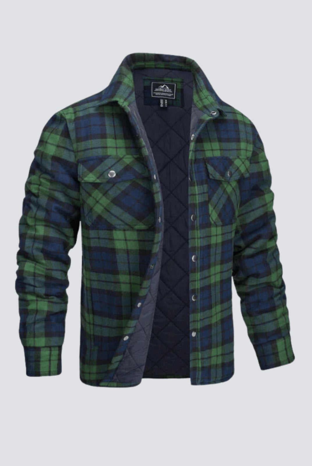 Flannel Jacket - Plaid - Button-Up - Quilted Liner Jacket - Men's Winter Jacket-Jackets-Chaps London-Green-M-Chaps London