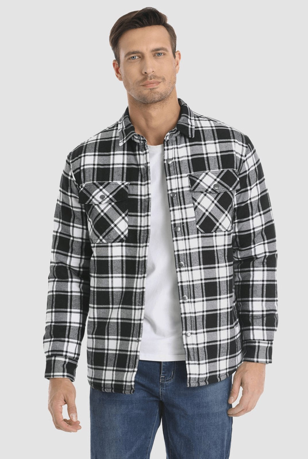 Flannel Jacket - Plaid - Button-Up - Quilted Liner Jacket - Men's Winter Jacket-Jackets-Chaps of London-Chaps of London