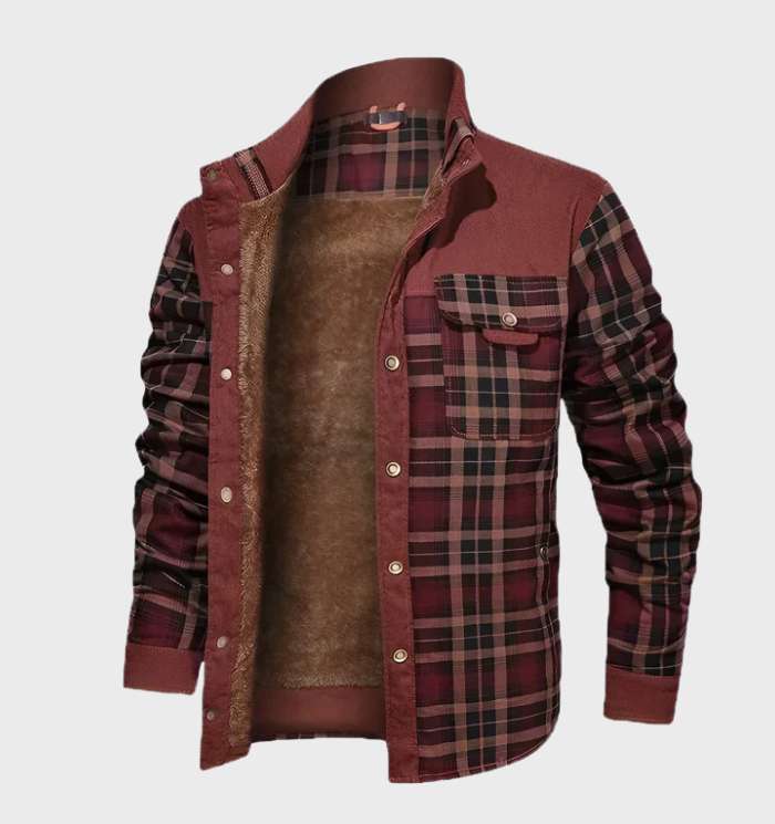 Flannel Shirt | Fleece Lined | Plaid | Flannel Jacket | Men's Clothing-Flannel Jacket-Chaps London-Red-S-Chaps London