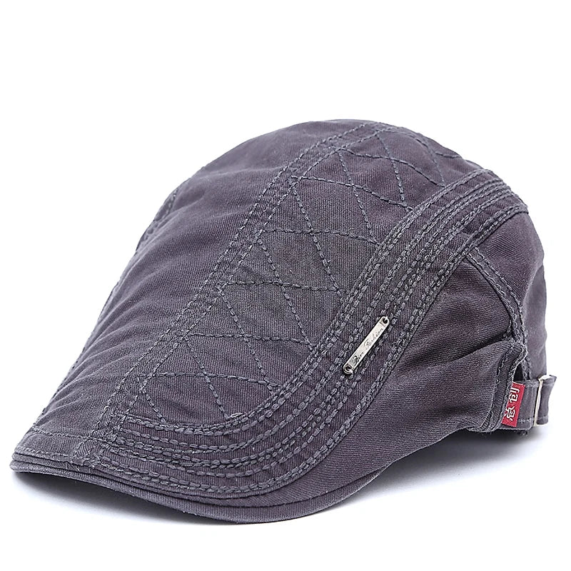 Flat Cap - Adjustable Canvas British Men's Cap-Flat Cap-Chaps London-Grey-Chaps London