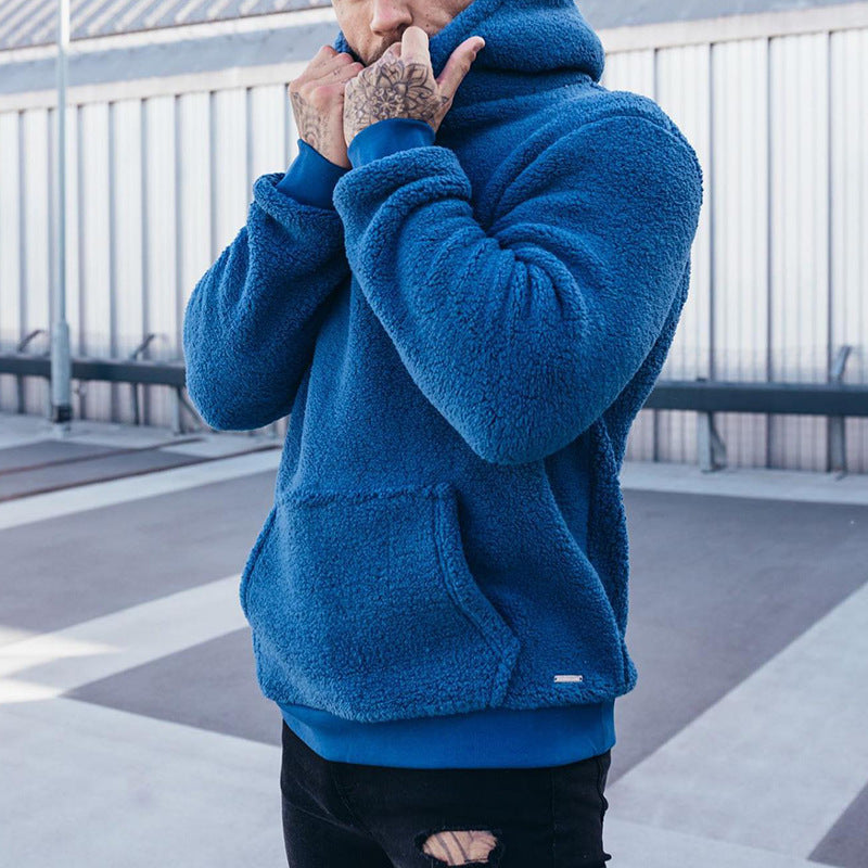 Fleece Hoodie - Men's Comfy Pullover Teddy Hoodie-Hoodies-Chaps London-Blue-S-Chaps London