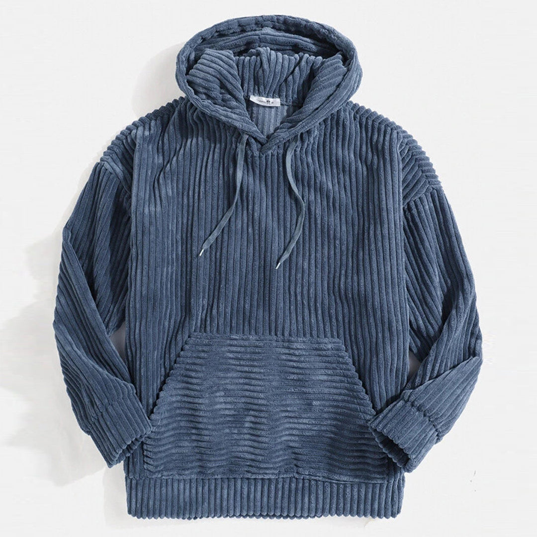 Fleece Hoodie - Men's Warm Pullover Kangaroo Pocket-Hoodies-Chaps London-Blue-S-Chaps London