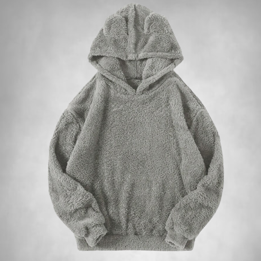 Fleece Hoodie - Men's Warm Teddy Pullover Hoodie-Hoodies-Chaps London-Light Gray-S-Chaps London