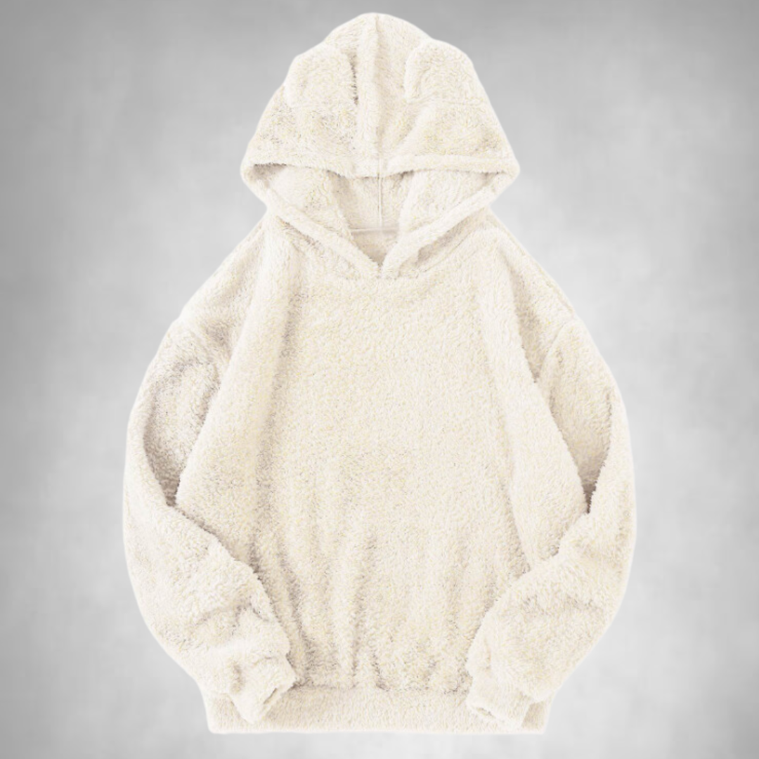 Fleece Hoodie - Men's Warm Teddy Pullover Hoodie-Hoodies-Chaps London-White-S-Chaps London