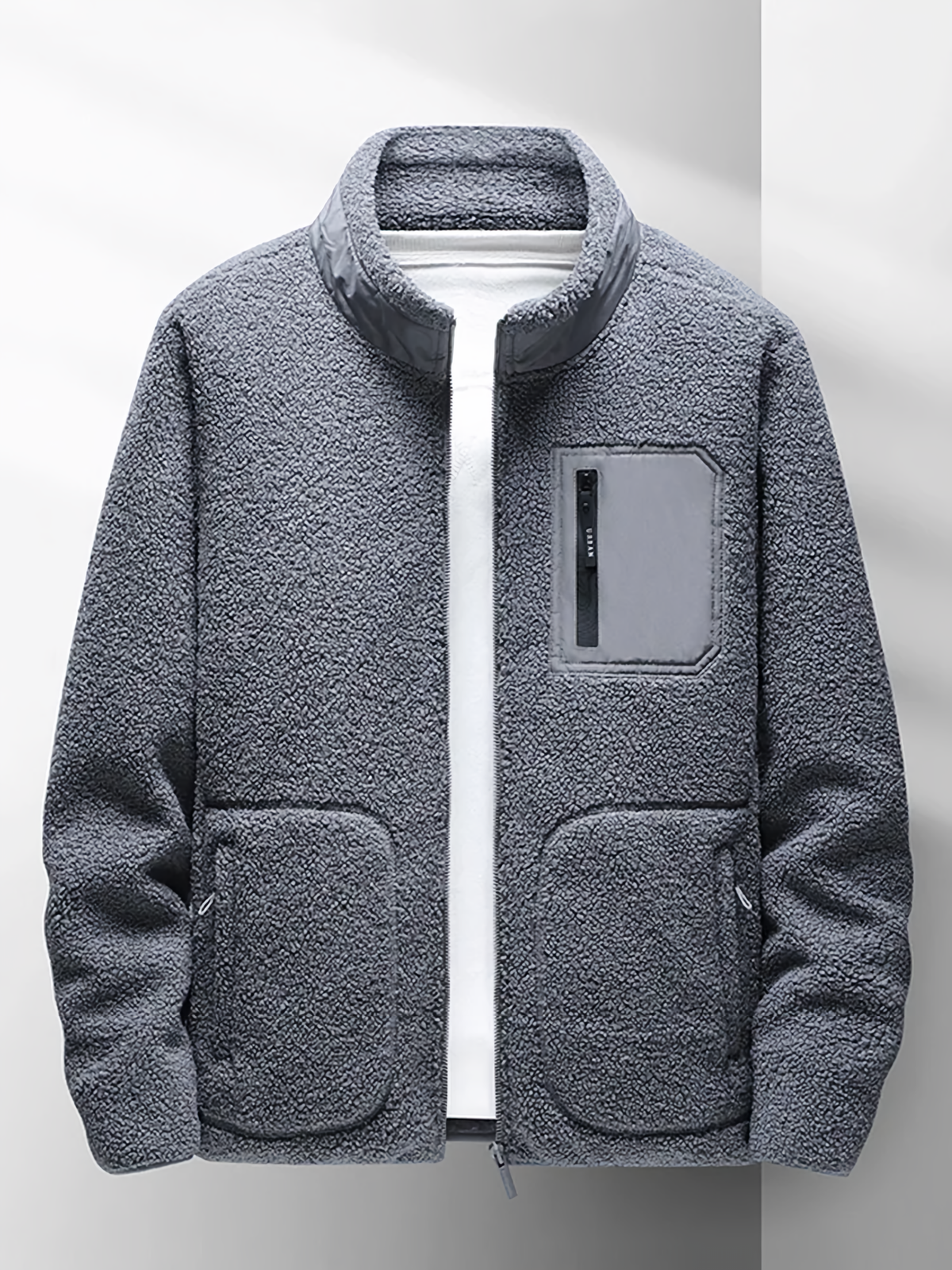 Fleece Jacket - Full Zip Warm Men's Fleece-Coats & Jackets-Chaps London-Grey-XS-Chaps London