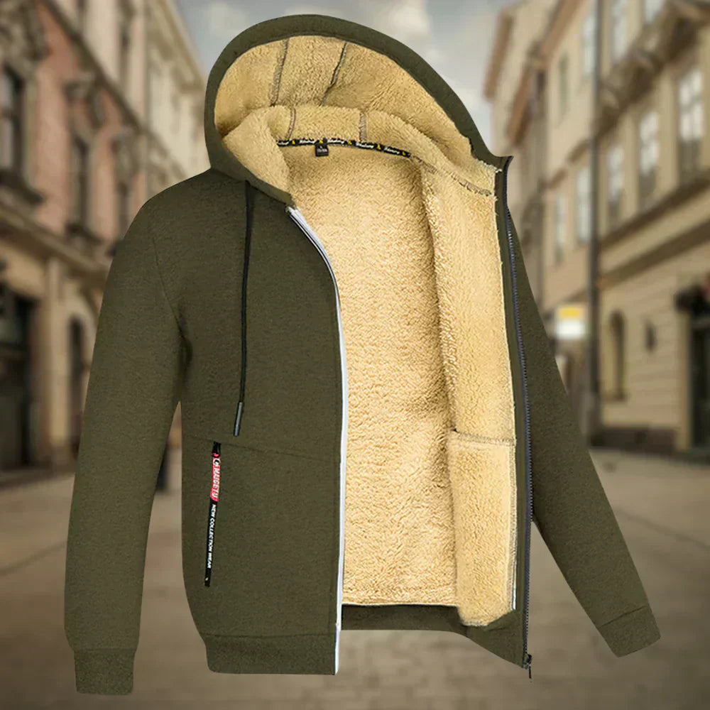 Fleece Jacket - Men's Zip Up Winter Hoodie-Men's Fleece Hoodie Jacket-Chaps London-Green-S-Chaps London