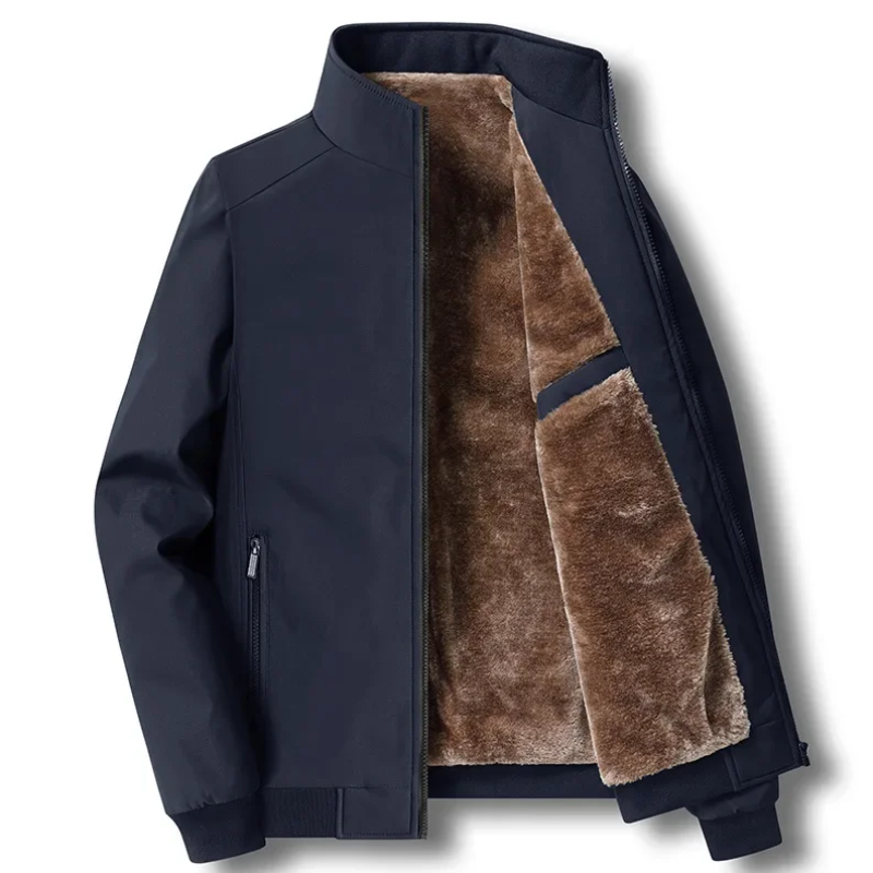Fleece Lined Jacket - Windproof Zip Up Men's Jacket-Mens Jacket-Chaps London-Blue-S-Chaps London
