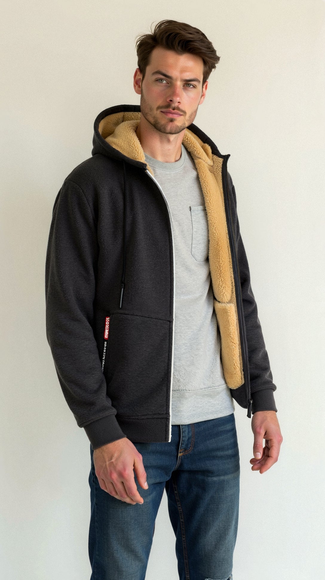 Fur Lined Hoodie - Warm - Zip-Up - Winter Hoodie - Men's Hoodie Jacket-Coats & Jackets-Chaps London-Chaps London