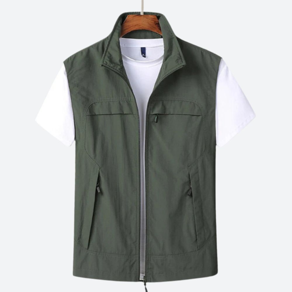 Gilet - Lightweight Zip Up Sleeveless Men's Gilet-Men’s Vest-Chaps London-Army Green-S-Chaps London