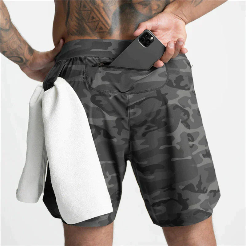 Gym Shorts - Lightweight Drawstring Men's Sport Shorts-Shorts-Chaps London-Camouflage-S-Chaps London