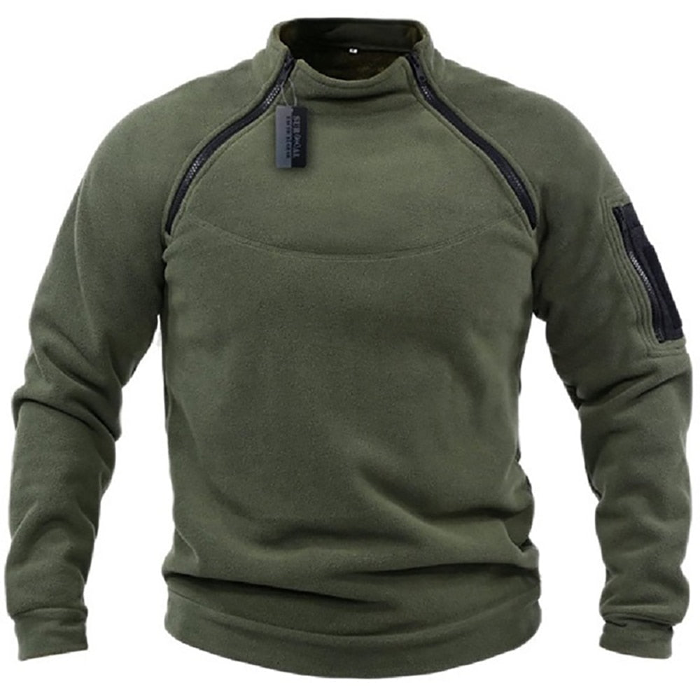 Half Zip Fleece Jumper - Warm Outdoor Men's Fleece-Trui man-Chaps London-Army Green-S-Chaps London