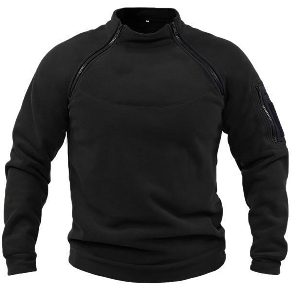 Half Zip Fleece Jumper - Warm Outdoor Men's Fleece-Trui man-Chaps London-Black-S-Chaps London