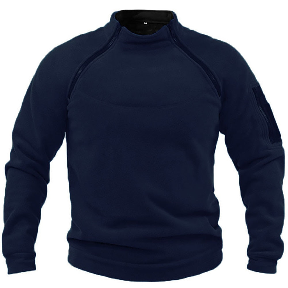 Half Zip Fleece Jumper - Warm Outdoor Men's Fleece-Trui man-Chaps London-Navy Blue-S-Chaps London