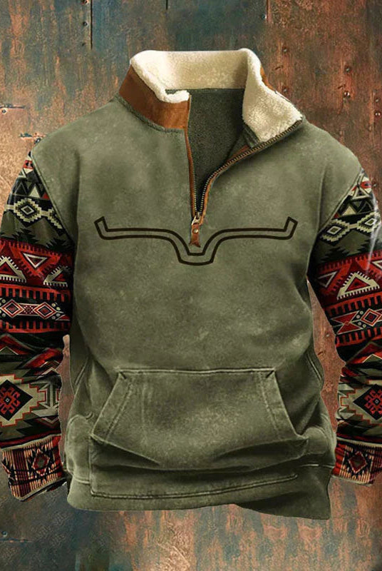 Half Zip Fleece | Warm | Pocket | Men's Half Zip Pullover | Winter Clothes-Chaps London-Green-S-Chaps London