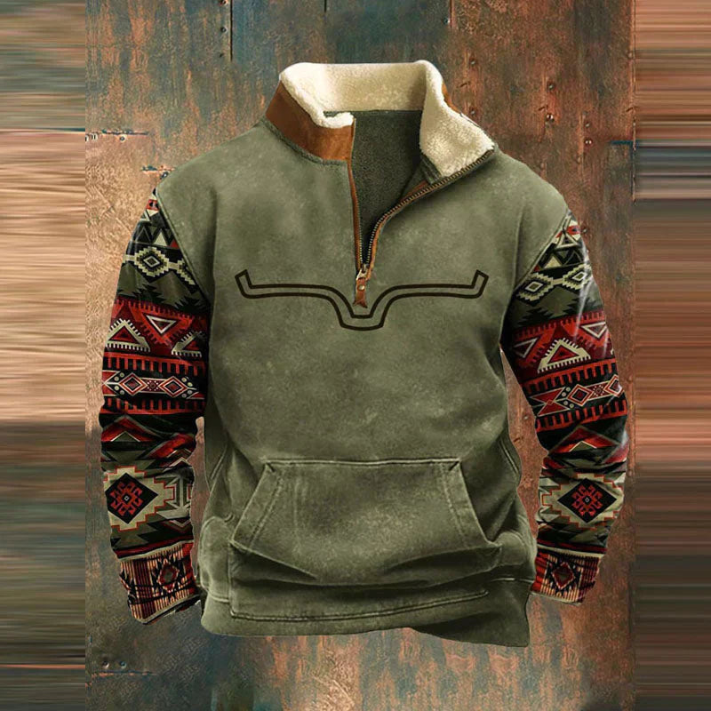 Half Zip Fleece | Warm | Pocket | Men's Half Zip Pullover | Winter Clothes-Chaps London-Green-S-Chaps London