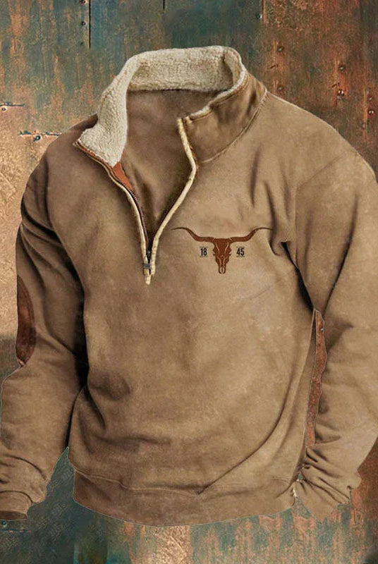 Half Zip Fleece | Warm | Pocket | Men's Half Zip Pullover | Winter Clothes-Chaps of London-Brown-S-Chaps of London