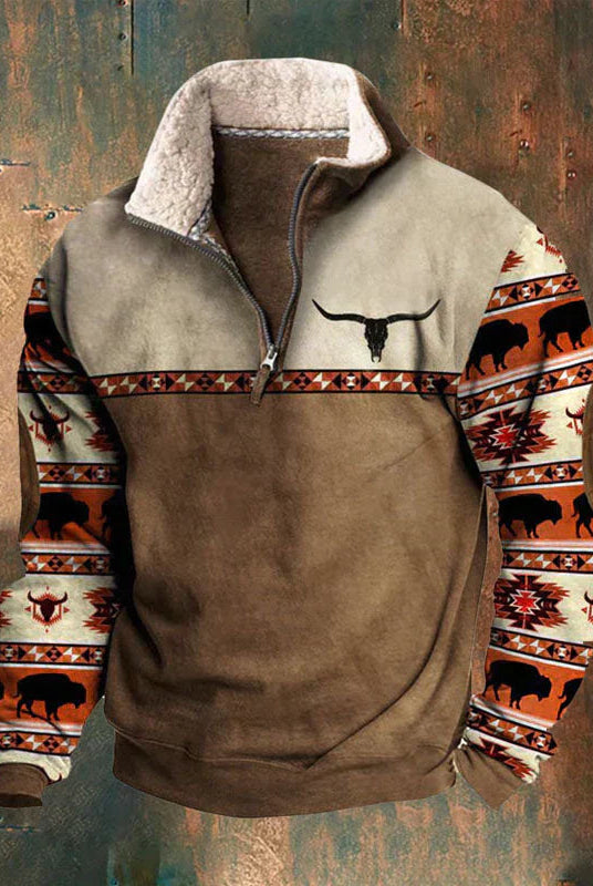 Half Zip Fleece | Warm | Pocket | Men's Half Zip Pullover | Winter Clothes-Chaps of London-Dark Brown-S-Chaps of London