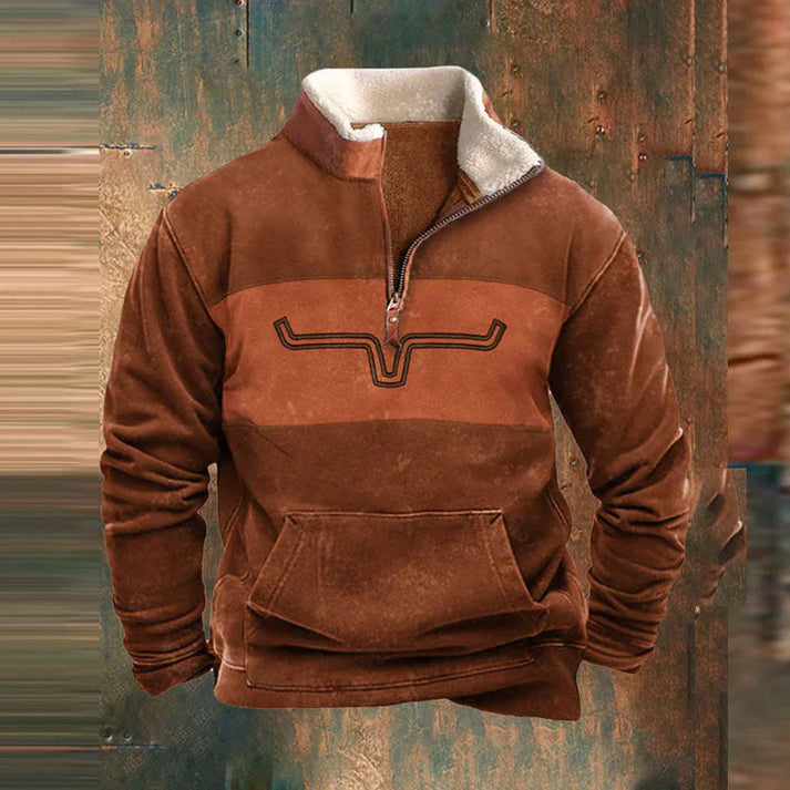 Half Zip Jumper - Warm Fleece Men's Pullover-Fleece Pullover-Chaps London-Orange-S-Chaps London