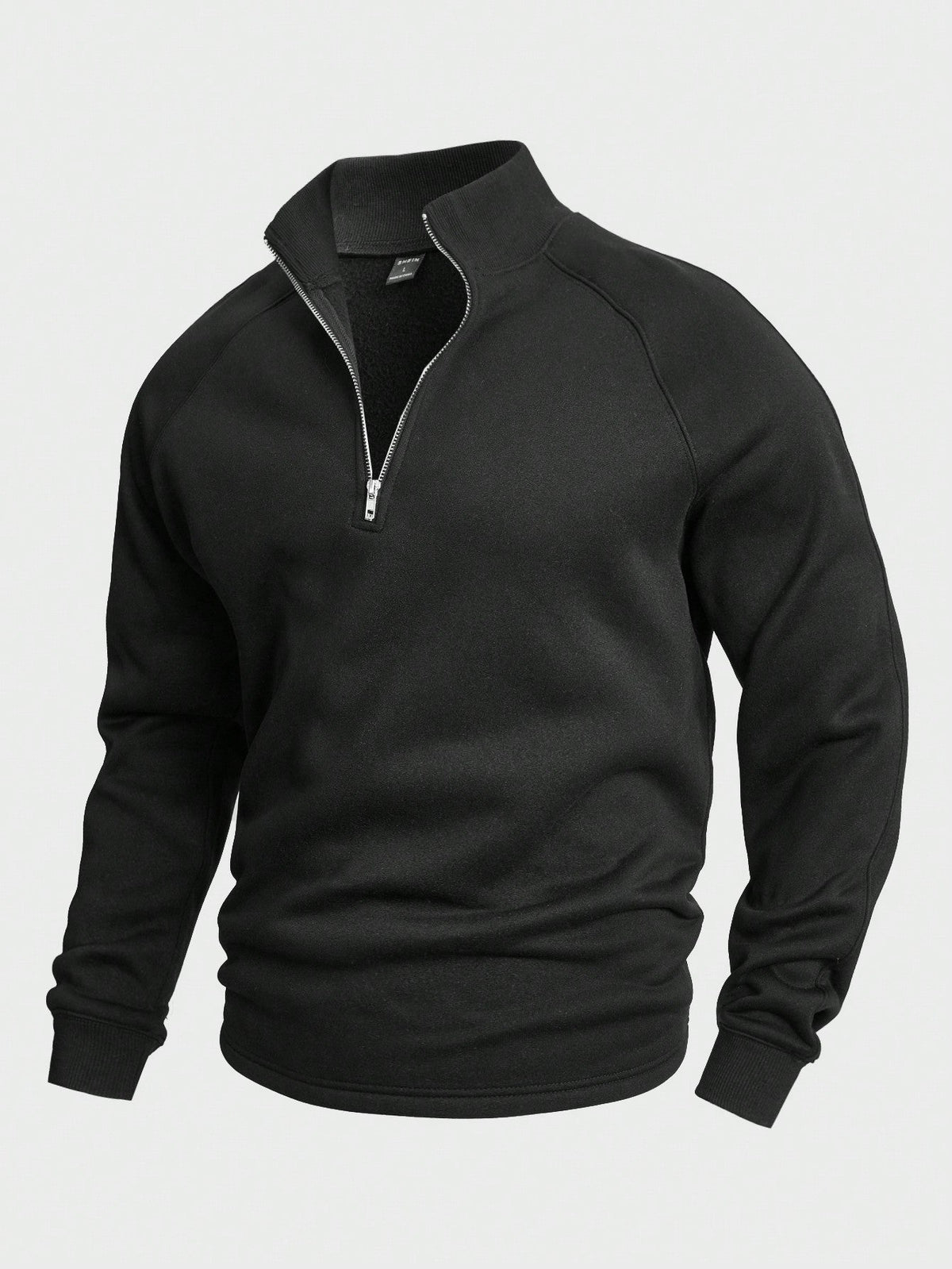 Half Zip Sweatshirt - Men's Warm Winter Pullover-Men's Half-Zip Sweater-Chaps London-Black-S-Chaps London